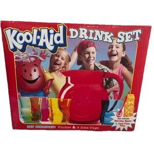 Kool-Aid Drink Set NEW IN BOX Pitchers 4 Cups Ice Tray Spoon Multi Color